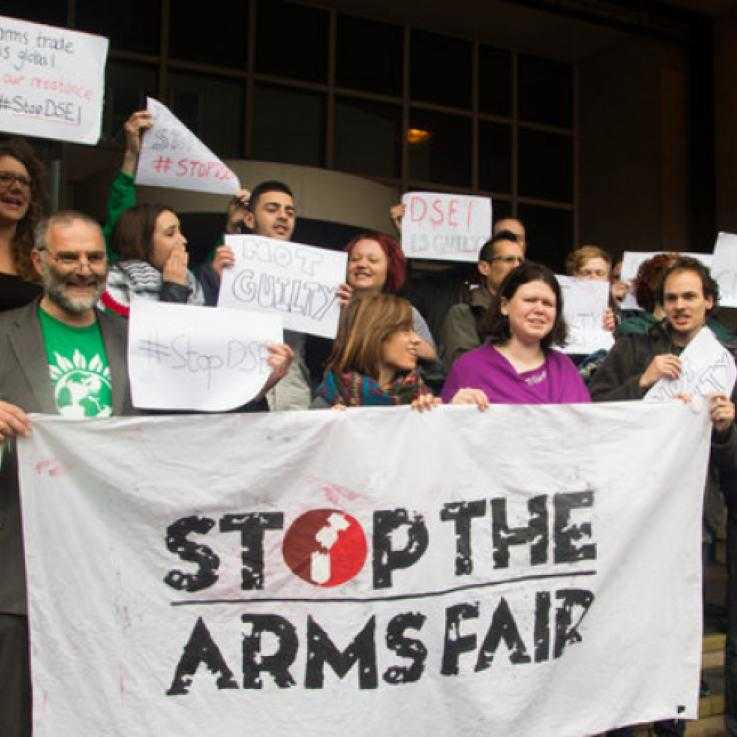 Stop the Arms Fair activists after being found 'not guilty' last year