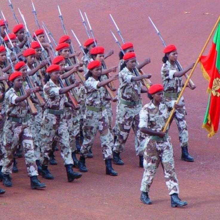 Eritrean soldiers marching