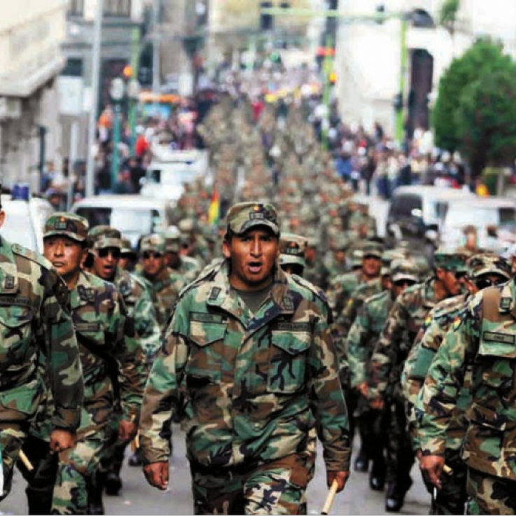 Bolivia army marching