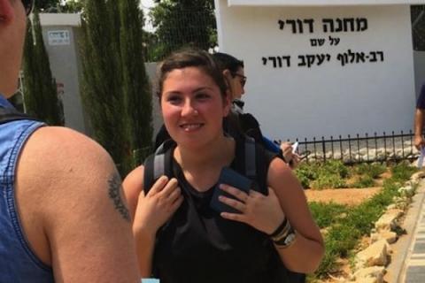 Noa Gur Golan outside the Tel Hashomer induction base, July 12, 2017. (Edo Rimon/Mesarvot)