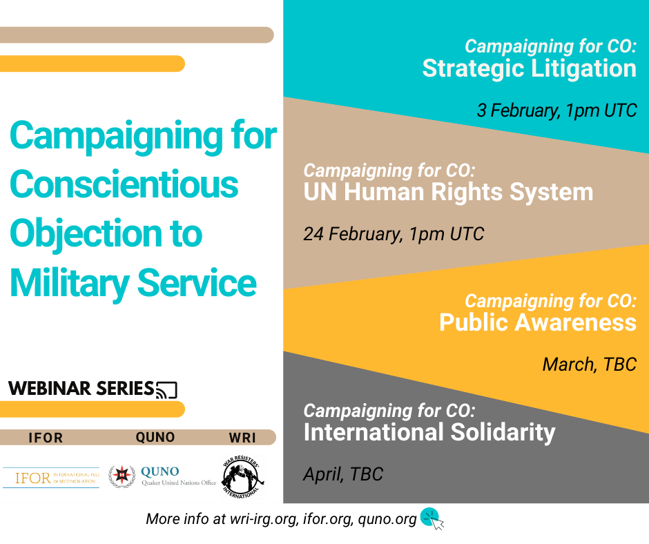 Campaigning for conscientious objection webinar series poster